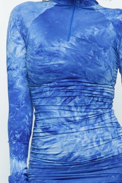 Tie Dye Bodycon Long Dress- Blue-RESTOCKED