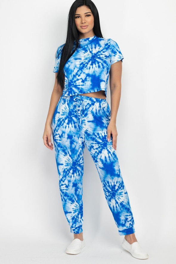 Miss Harlem Tie-dye Pants Set Blue