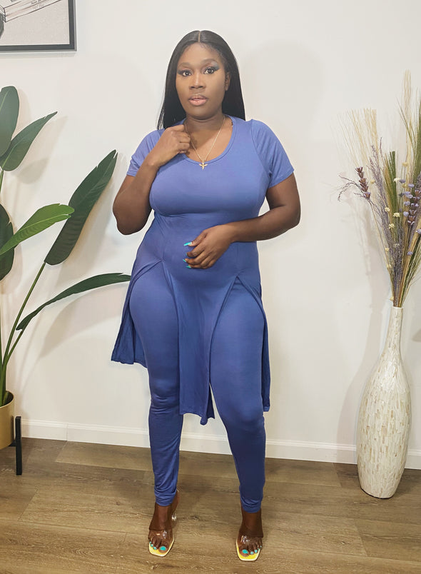 Best Of Me 2 Piece Set Denim Blue PLUS SIZE