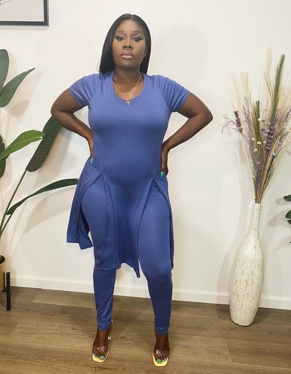 Best Of Me 2 Piece Set Denim Blue PLUS SIZE