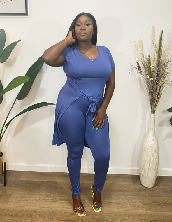 Best Of Me 2 Piece Set Denim Blue PLUS SIZE