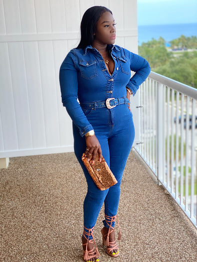 Denym Vibes Long Sleeve Denim Jumpsuit