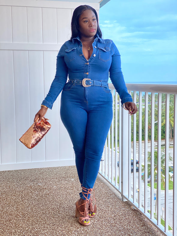 Denym Vibes Long Sleeve Denim Jumpsuit