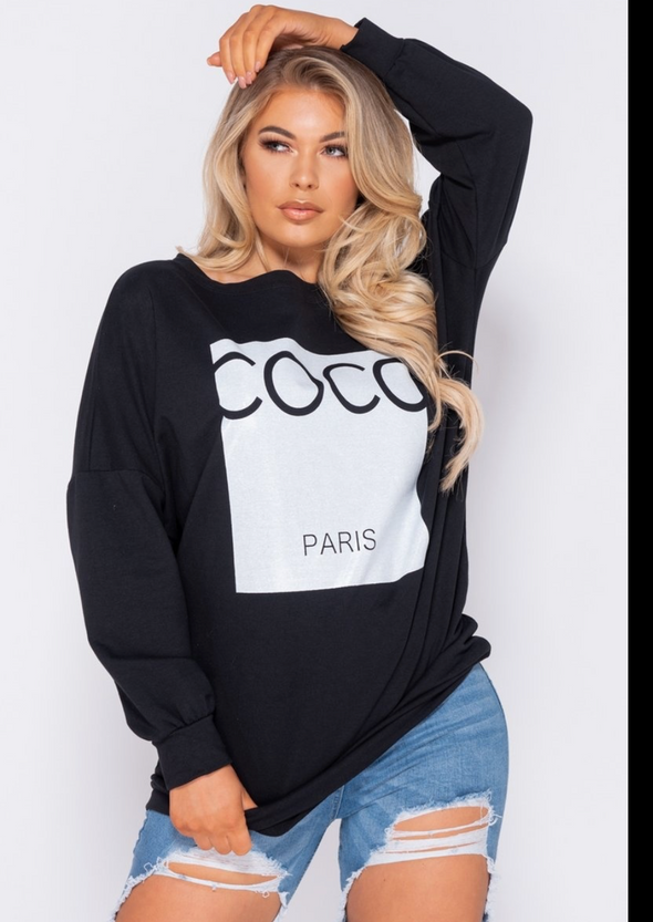 CoCo Oversized Sweat Shirt Black