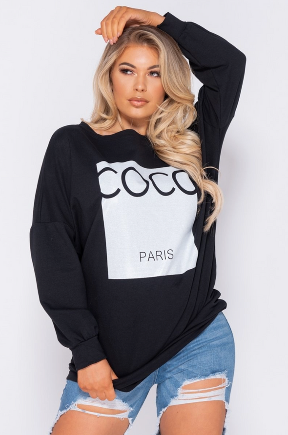 CoCo Oversized Sweat Shirt Black