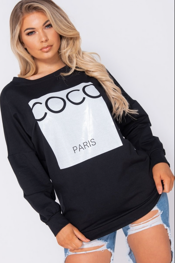 CoCo Oversized Sweat Shirt Black