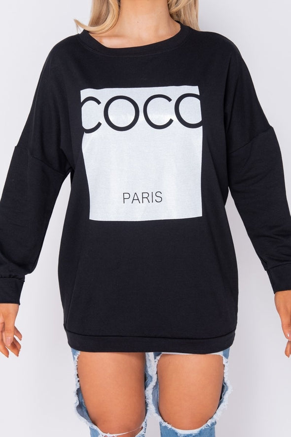 CoCo Oversized Sweat Shirt Black