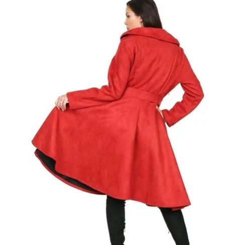 BabyDoll Suede Trench Coat - Red