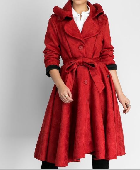 BabyDoll Suede Trench Coat - Red